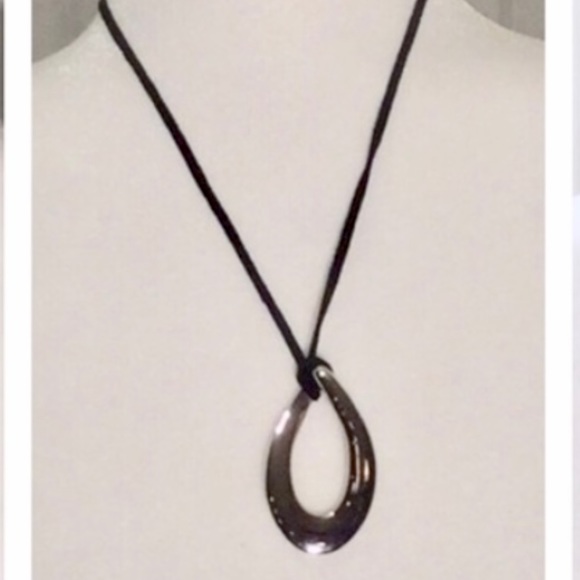 Lia Sophia Silver Necklace on black cord, NWT - Picture 3 of 3